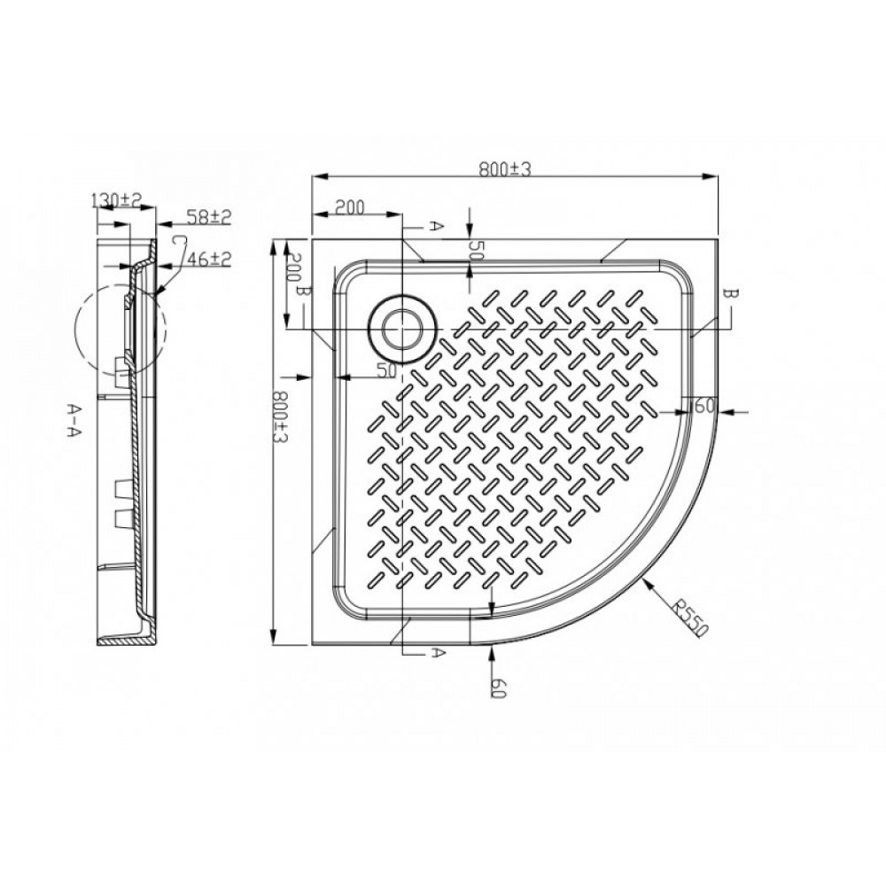 Душевой поддон из искусcтвенного мрамора CEZARES TRAY-S-R-13-W