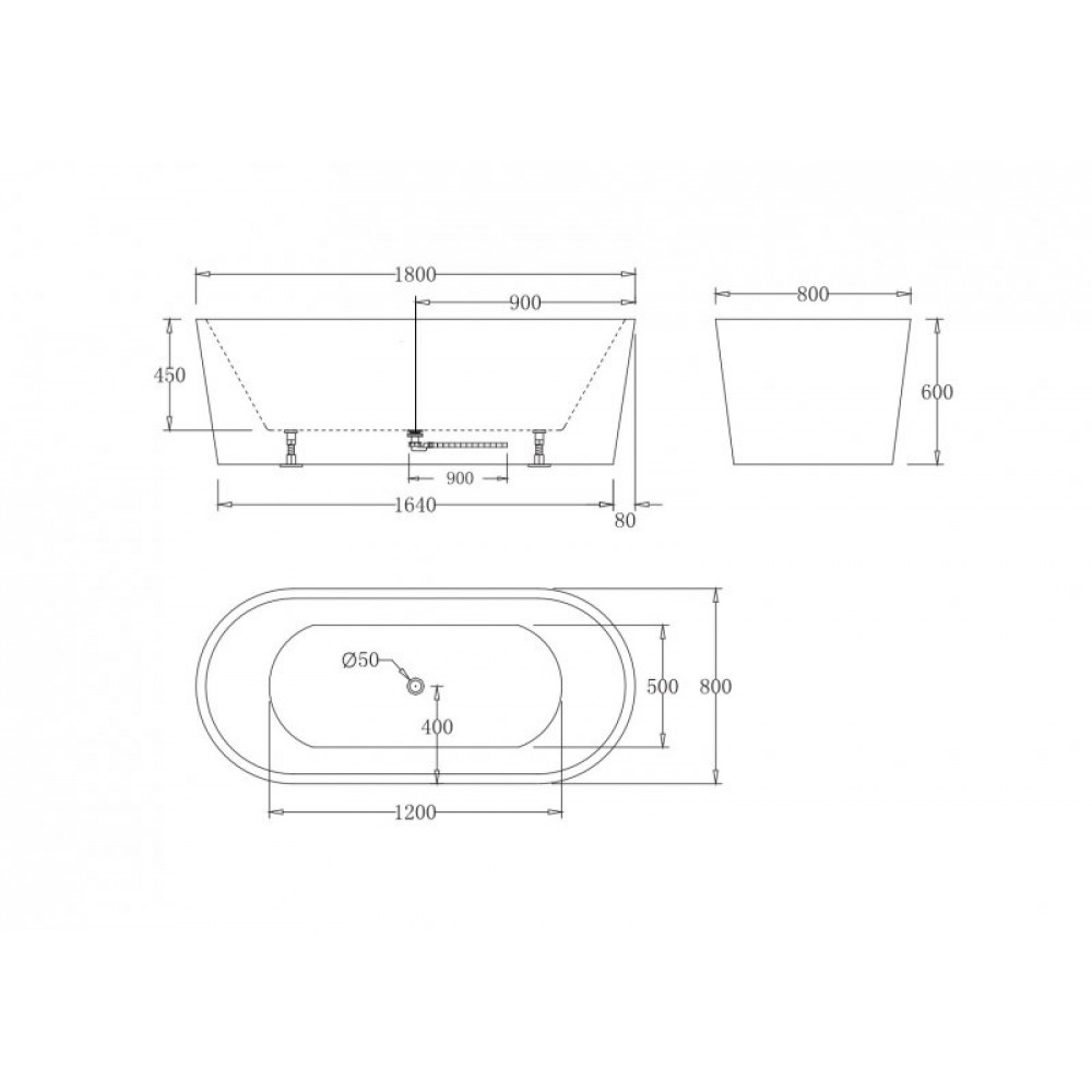Ванна акриловая отдельностоящая BelBagno BB71-NERO