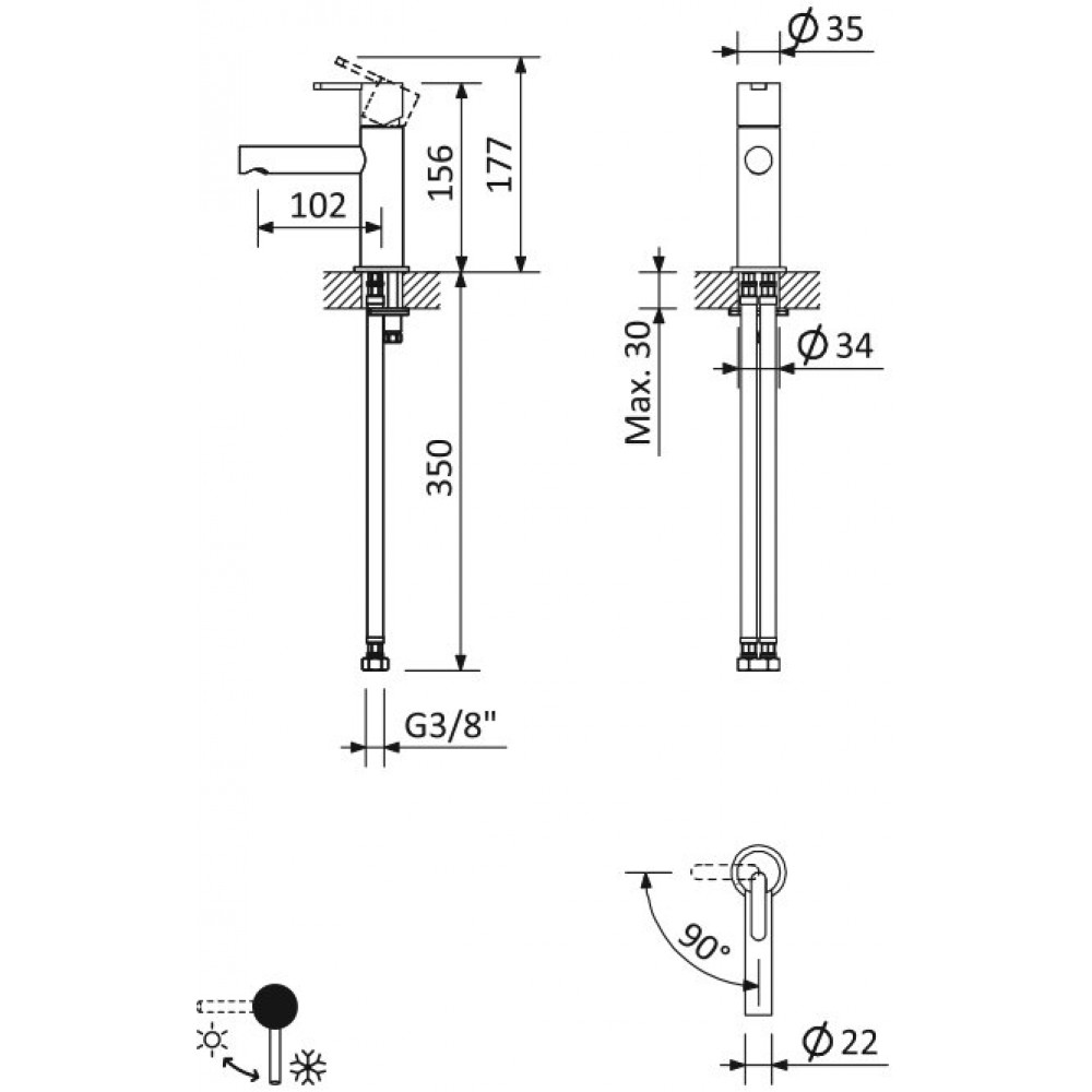 Смеситель для раковины CEZARES LEAF-LSM1-L