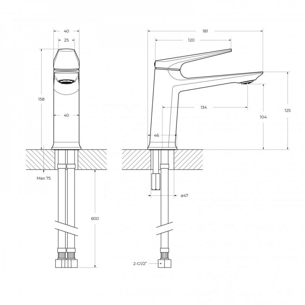Смеситель для раковины без донного клапана CEZARES LINER-LS-W0