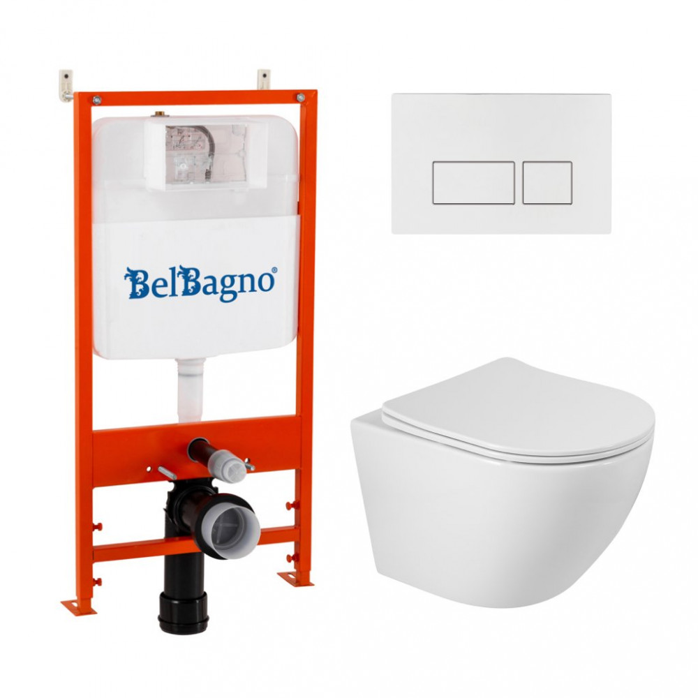 Комплект инсталляции BELBAGNO BB026 с унитазом SFERA-R и клавишей смыва