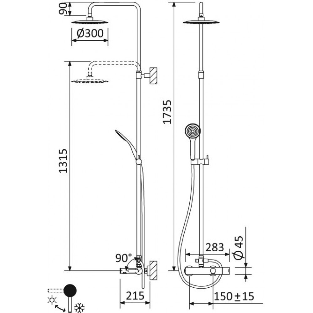 Душевая стойка CEZARES LEAF-CVDA-30