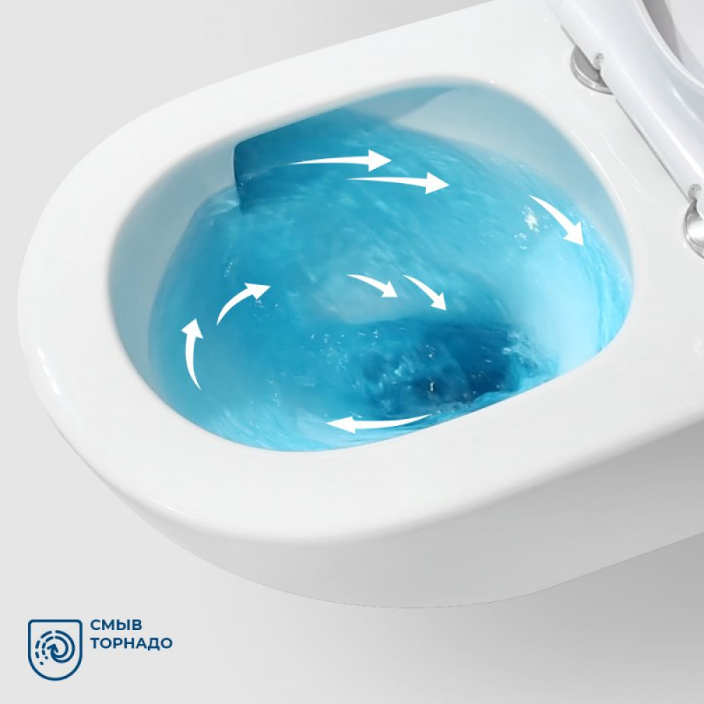 Унитаз подвесной безободковый с сиденьем и смывом TORNADO BelBagno SFERA-TOR