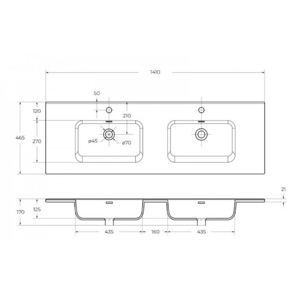 Мебель для ванной комнаты BELBAGNO KRAFT-1200, 1400 с четырьмя ящиками и двойной раковиной