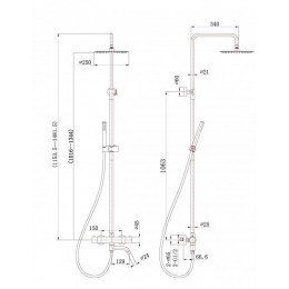 Душевая стойка с термостатическим смесителем и изливом BELBAGNO ETN-VSCM-T-IN