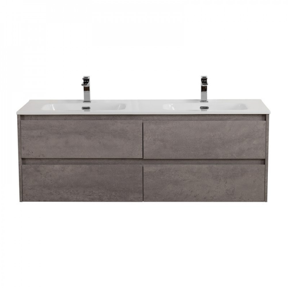 Мебель для ванной комнаты BELBAGNO KRAFT-1200, 1400 с четырьмя ящиками и двойной раковиной