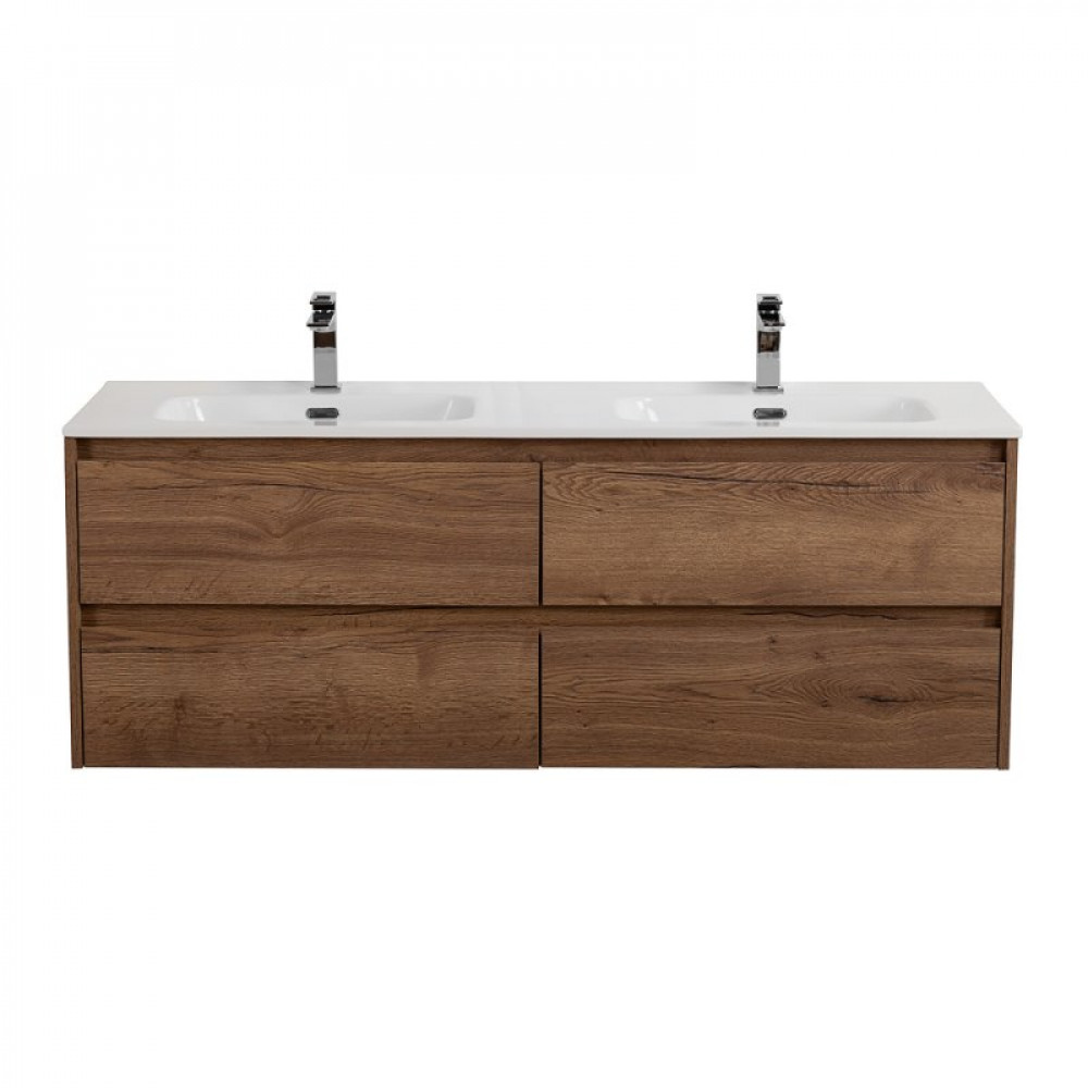 Мебель для ванной комнаты BELBAGNO KRAFT-1200, 1400 с четырьмя ящиками и двойной раковиной