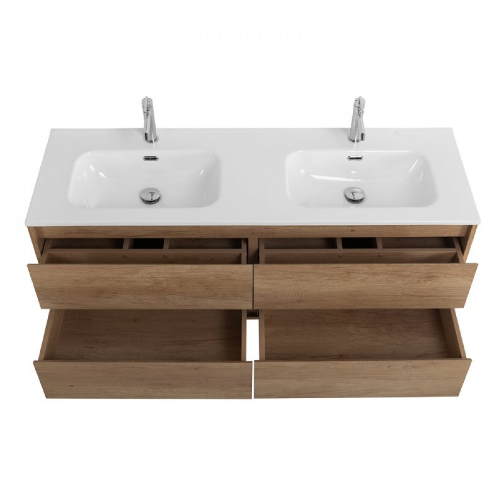 Мебель для ванной комнаты BELBAGNO KRAFT-1200, 1400 с четырьмя ящиками и двойной раковиной