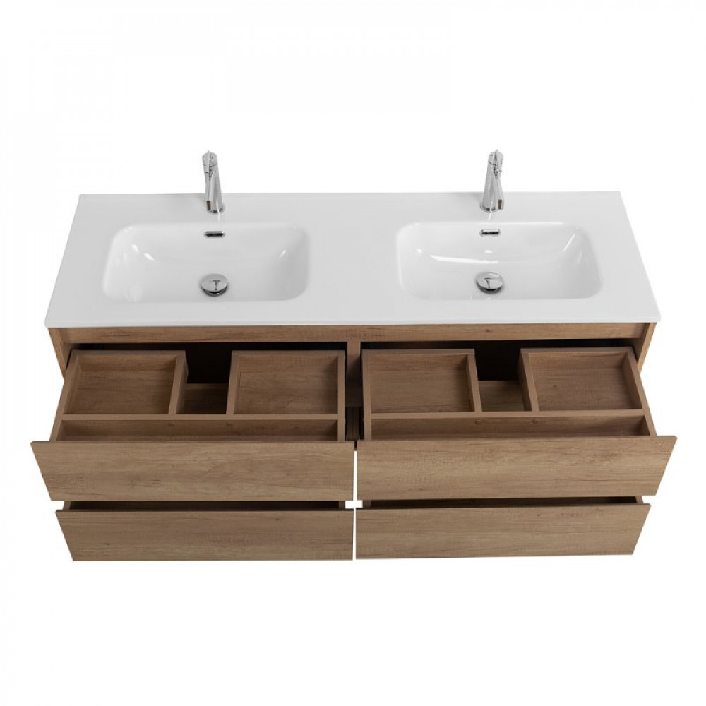 Мебель для ванной комнаты BELBAGNO KRAFT-1200, 1400 с четырьмя ящиками и двойной раковиной