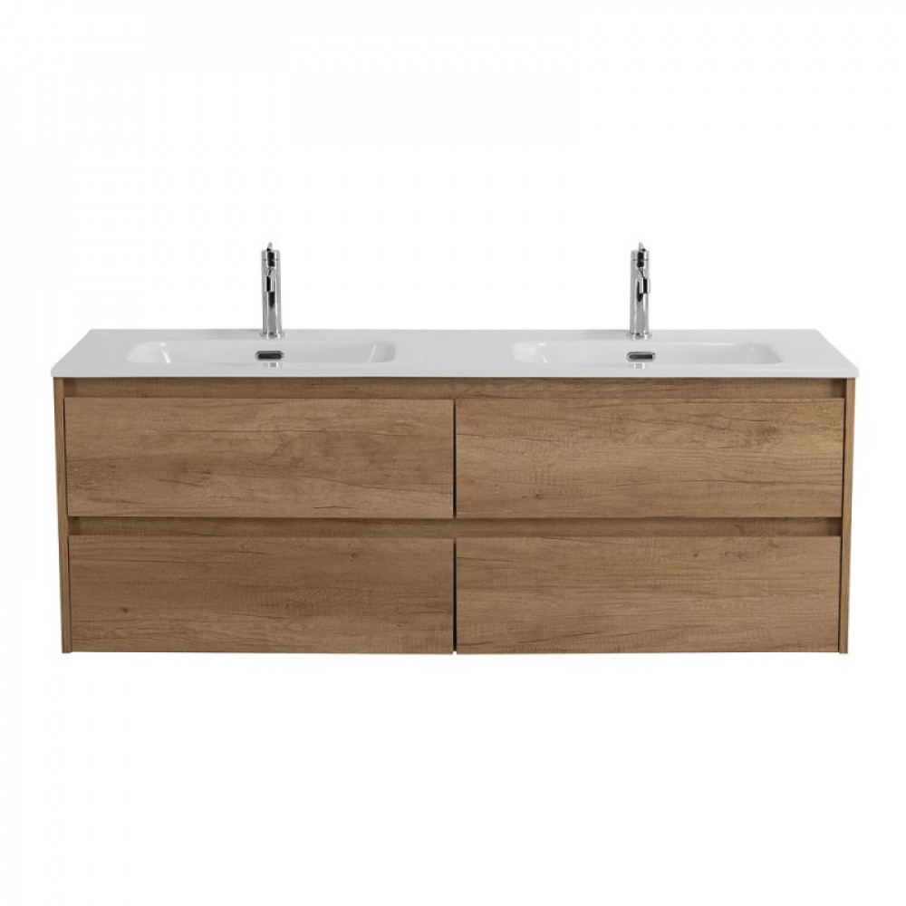 Мебель для ванной комнаты BELBAGNO KRAFT-1200, 1400 с четырьмя ящиками и двойной раковиной