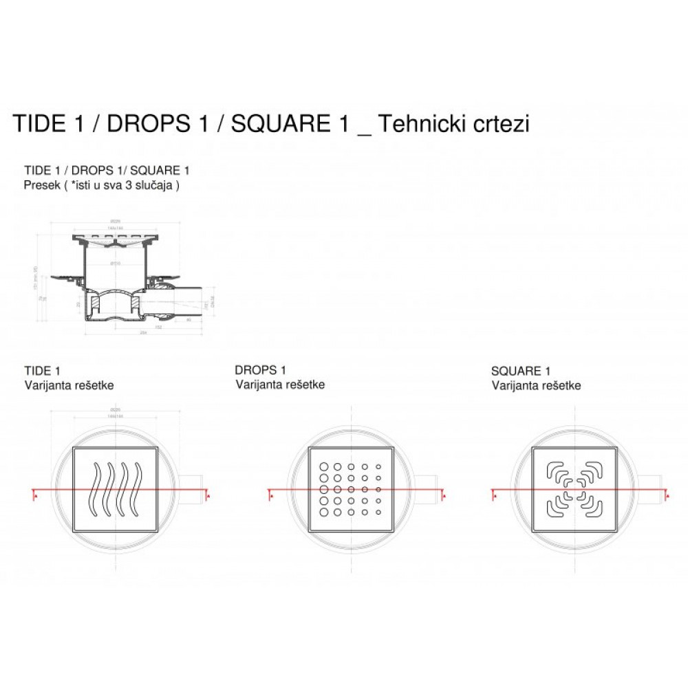 Точечный трап PESTAN Confluo Standard  Square