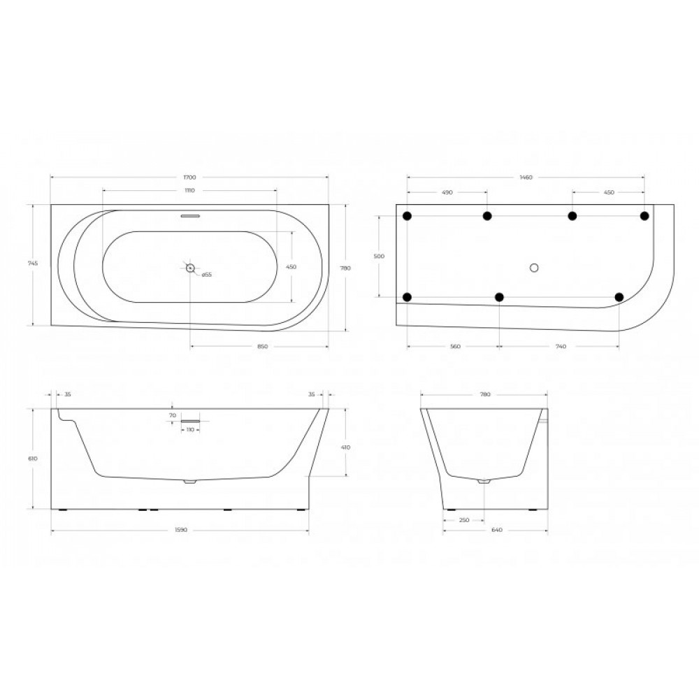 Ванна акриловая пристенная BelBagno BB410