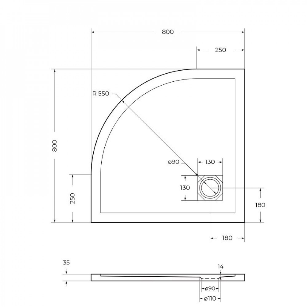 Поддон из искусственного мрамора BelBagno TRAY-MR-UNO-R