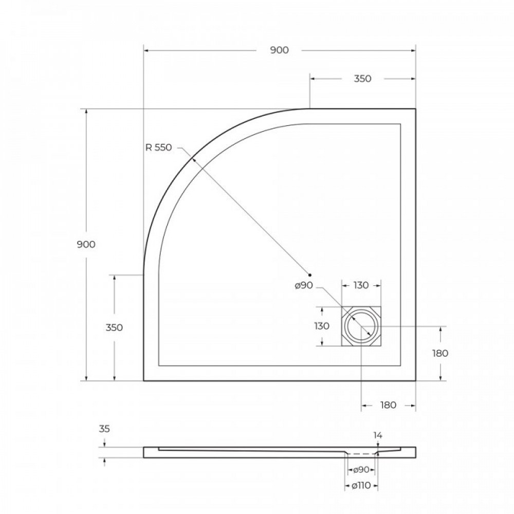 Поддон из искусственного мрамора BelBagno TRAY-MR-UNO-R