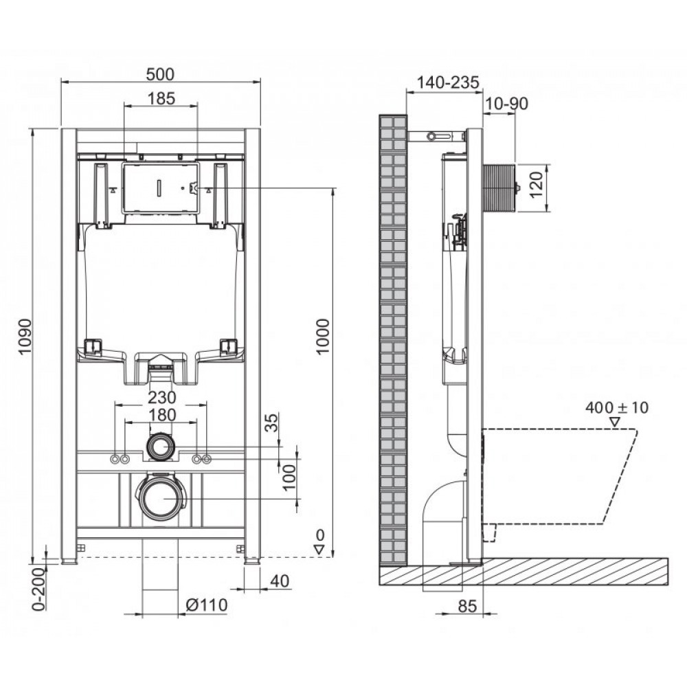 Комплект инсталляции BELBAGNO BB002-80 с унитазом STYLUS-TOR и клавишей смыва