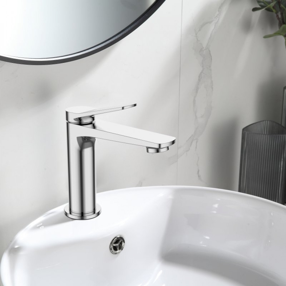 Смеситель для раковины без донного клапана BelBagno UNIQUE-LVM-CRM-W0