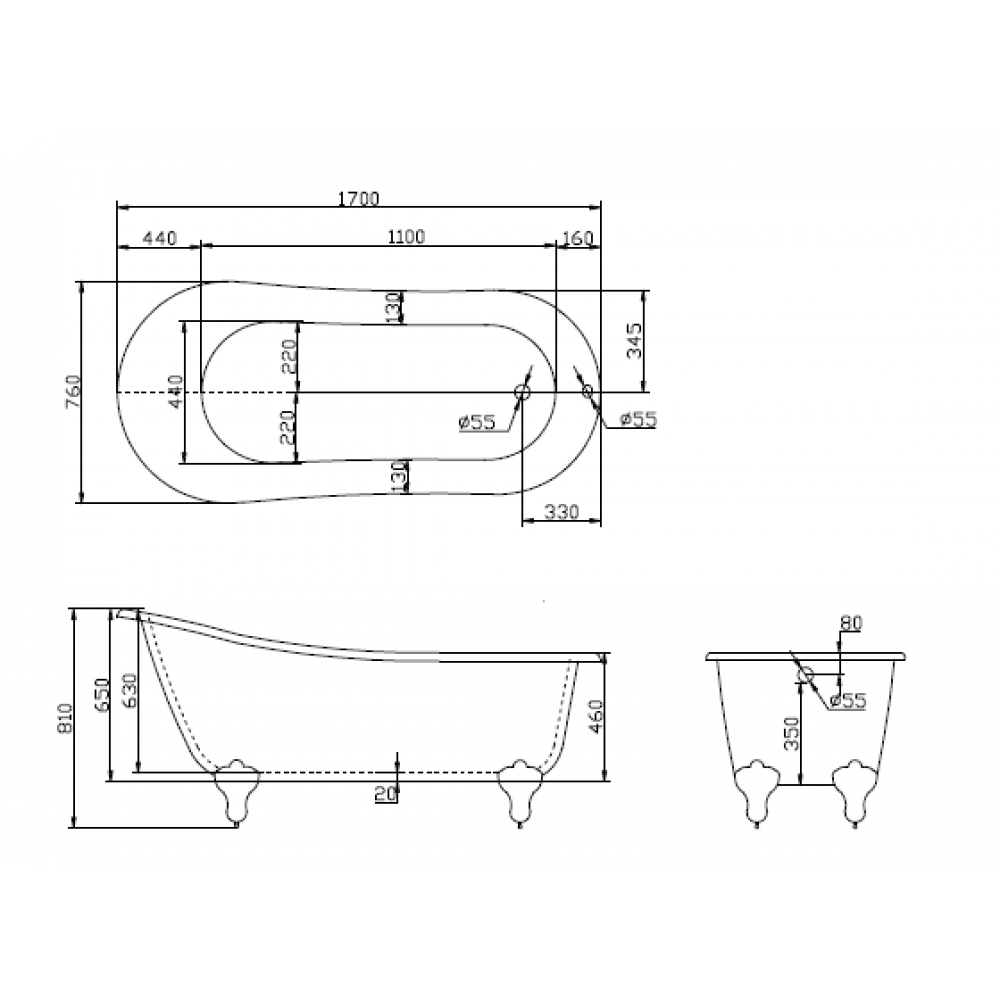 Ванна акриловая отдельностоящая BelBagno BB06