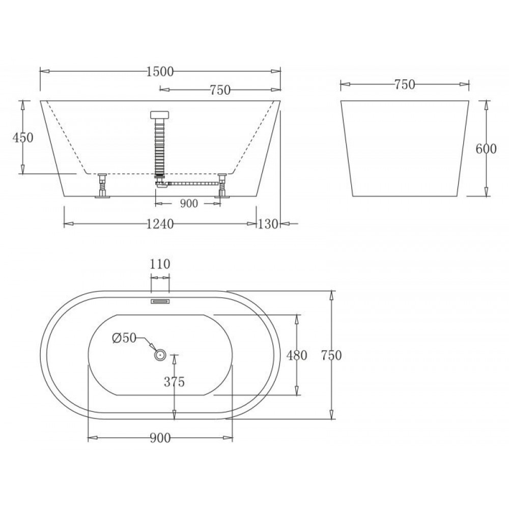 Ванна акриловая отдельностоящая BelBagno BB71-BIANCO