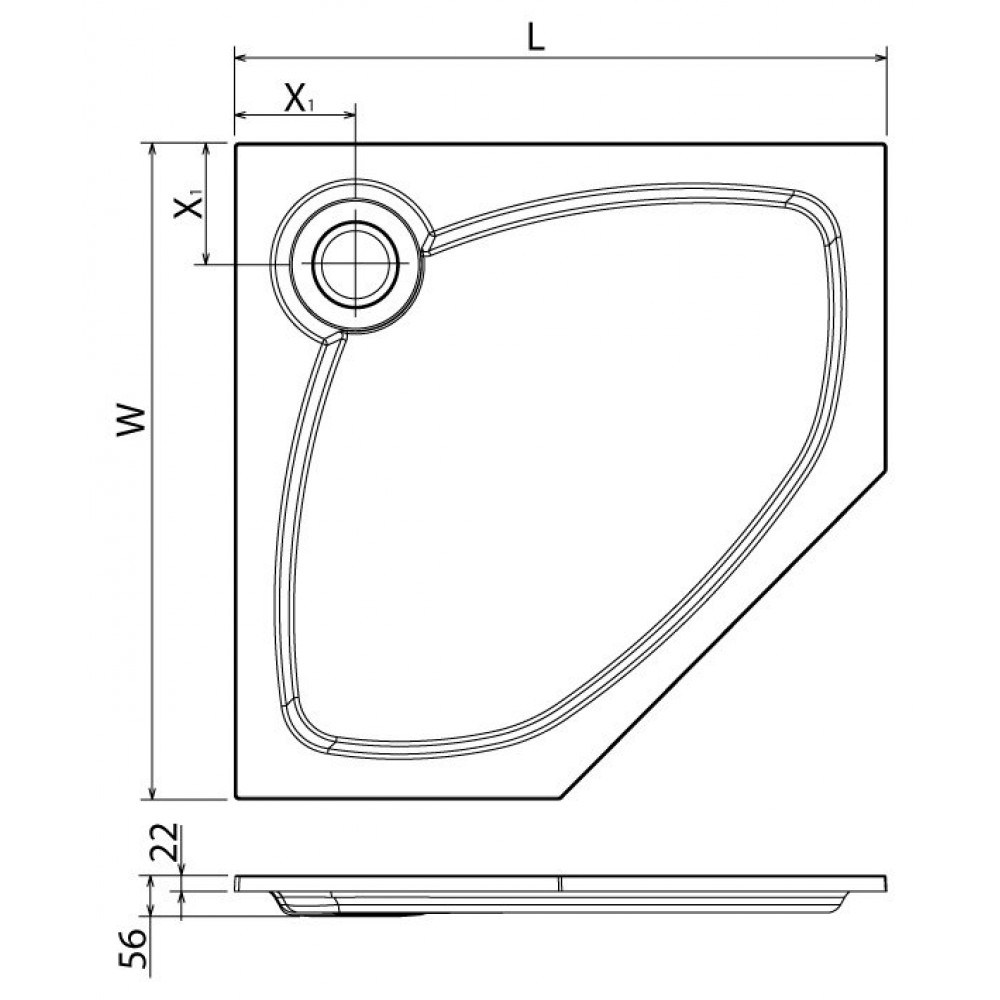 Встраиваемый поддон из искусственного мрамора CEZARES TRAY-S-P-56-W