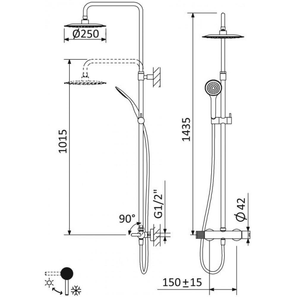 Душевая стойка CEZARES LEAF-CDA-25-L, LEAF-CDA-30-L