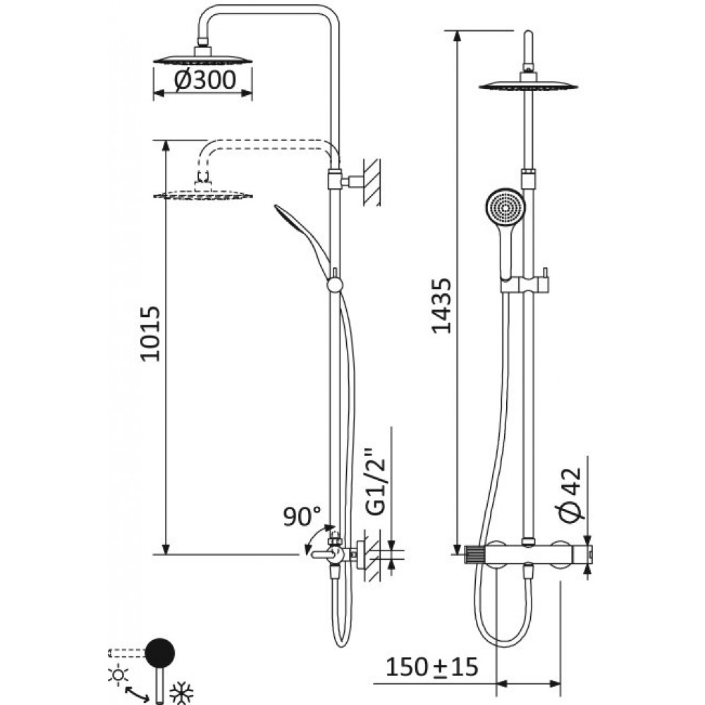 Душевая стойка CEZARES LEAF-CDA-25-L, LEAF-CDA-30-L