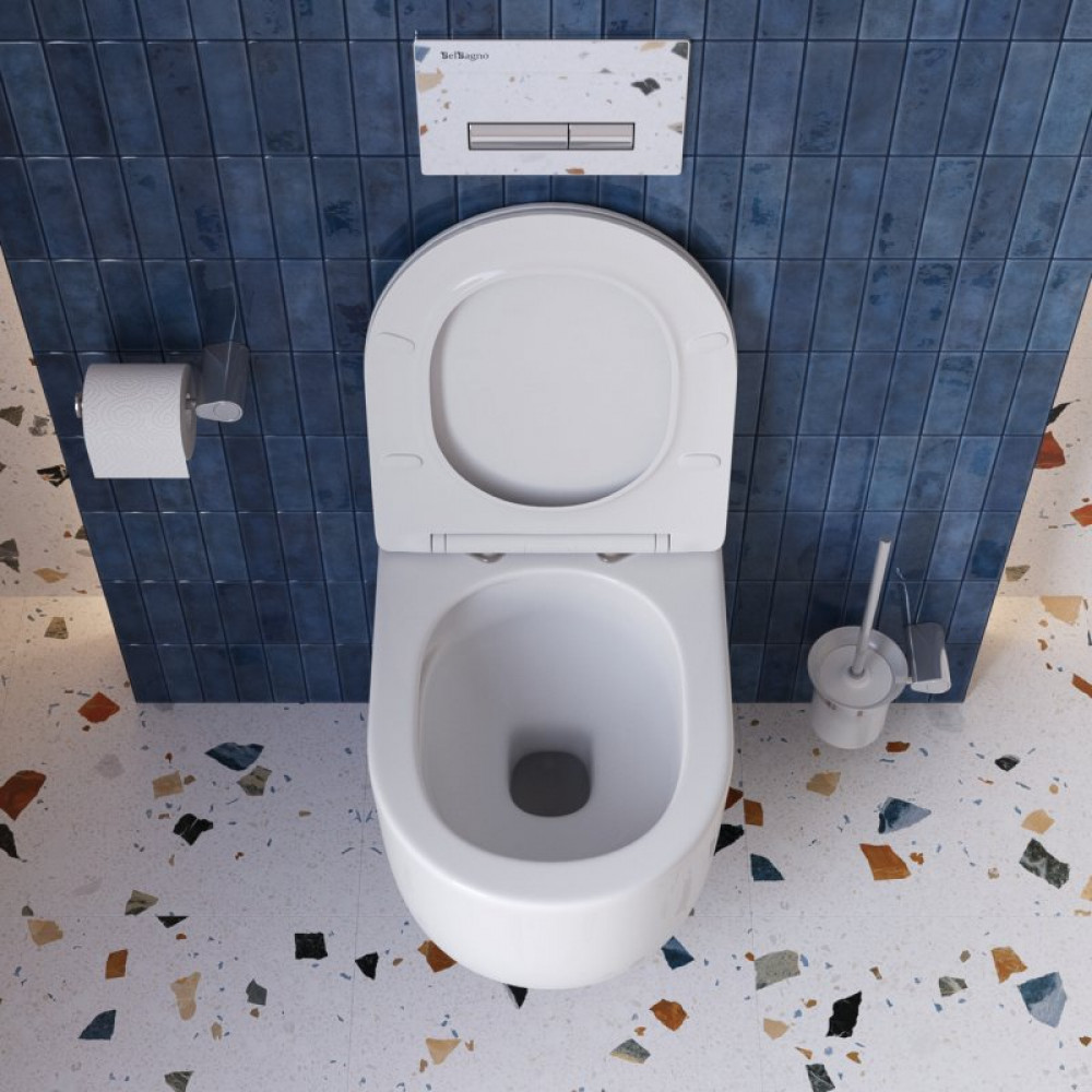 Унитаз подвесной безободковый с сиденьем и смывом TORNADO BelBagno SOFT-TOR
