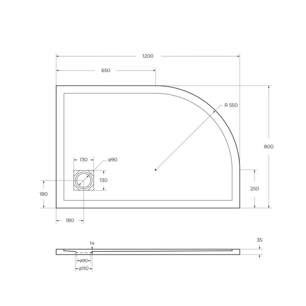 Поддон из искусственного мрамора BelBagno TRAY-MR-UNO-RH