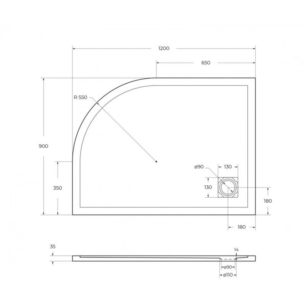 Поддон из искусственного мрамора BelBagno TRAY-MR-UNO-RH
