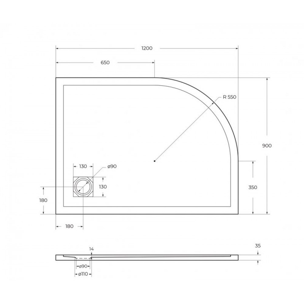 Поддон из искусственного мрамора BelBagno TRAY-MR-UNO-RH