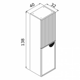 Пенал ORKA Molino 40 подвесной, антрацит матовый, 2 ручки в комплекте золото и хром, универсальный