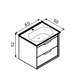 Тумба с раковиной ORKA Clay 65 подвесная, Sahra