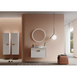 Тумба с раковиной ORKA Molino 80 подвесная, белый матовый, 2 ручки в комплекте золото и хром
