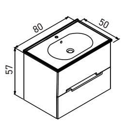 Тумба с раковиной ORKA Lodi 80 подвесная, белый, черный