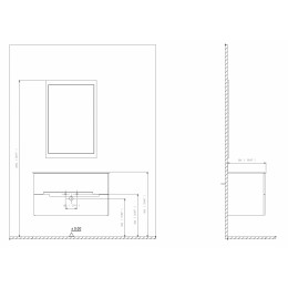 Тумба с раковиной ORKA Lodi 80 подвесная, белый, черный