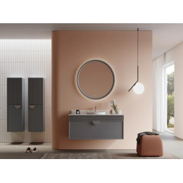 Тумба с раковиной ORKA Molino 100 подвесная, антрацит матовый, 2 ручки в комплекте золото и хром