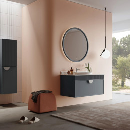 Тумба с раковиной ORKA Molino 100 подвесная, антрацит матовый, 2 ручки в комплекте золото и хром