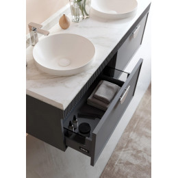 Тумба с раковиной ORKA Molino 100 подвесная, антрацит матовый, 2 ручки в комплекте золото и хром