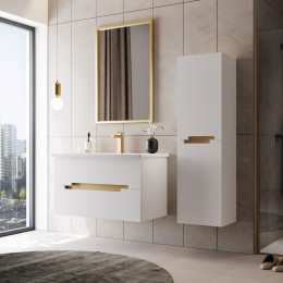 Тумба с раковиной ORKA Lodi 80 подвесная, белый, золото