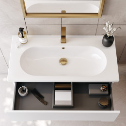 Тумба с раковиной ORKA Lodi 80 подвесная, белый, золото