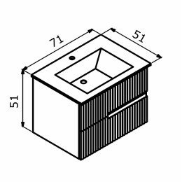 Тумба с раковиной ORKA Moonlight 70 подвесная, антрацит матовый
