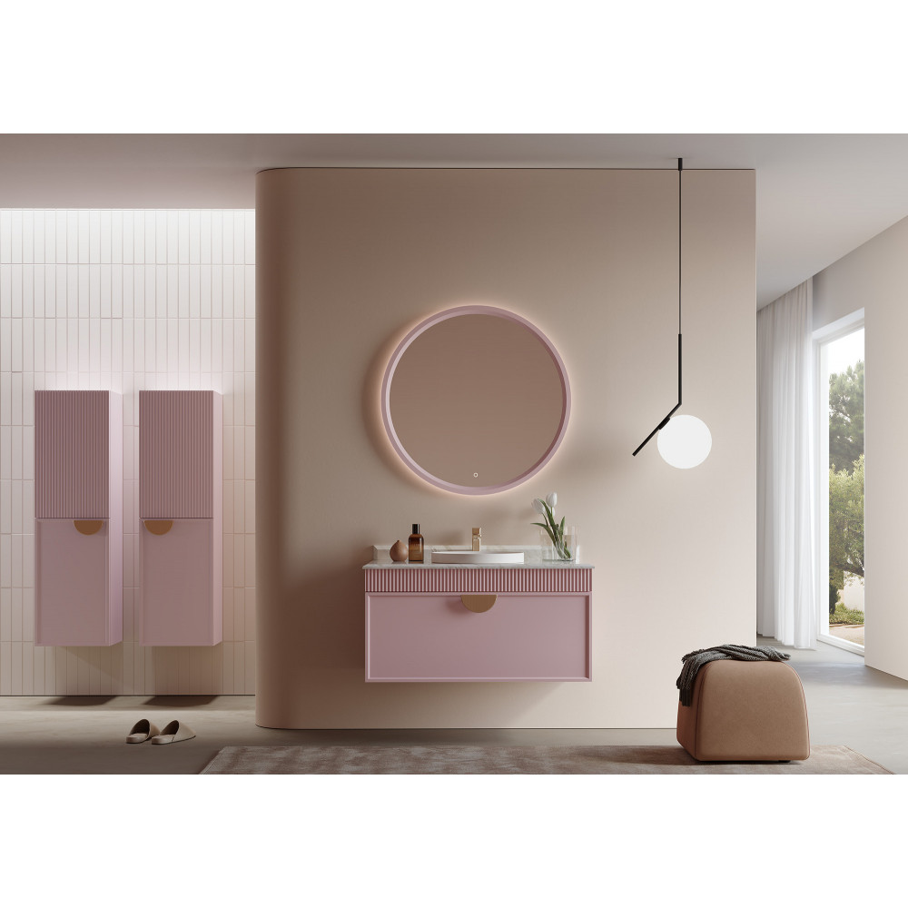 Зеркало ORKA Molino 90x90 c LED подсветкой, розовый матовый