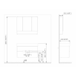 Тумба с раковиной ORKA Malta 80 подвесная, антрацит матовый