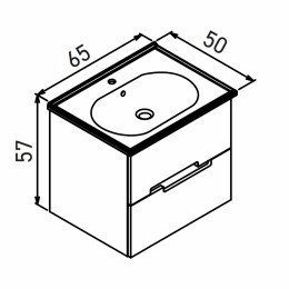 Тумба с раковиной ORKA Lodi 65 подвесная, белый, черный