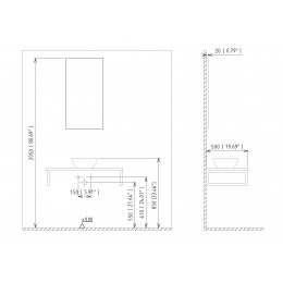 Консоль под раковину ORKA Kestel 95 подвесная, орех