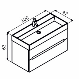 Тумба с раковиной ORKA Malta 100 подвесная, антрацит матовый