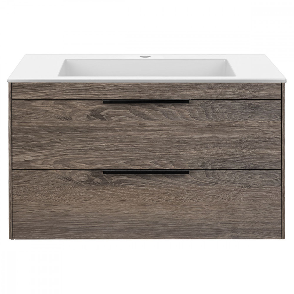 База под раковину Chiara 2D 800 подвесная, 2 выкатных ящика soft-close, R.Oak