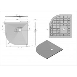 Поддон для душа из искусственного камня  VST-4SQ1010W, 1000*1000*25, белый матовый