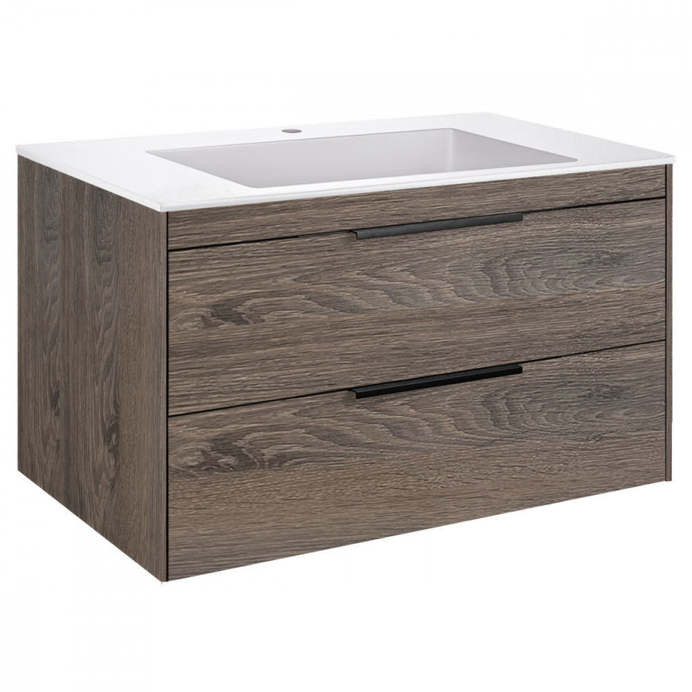 База под раковину Chiara 2D 800 подвесная, 2 выкатных ящика soft-close, R.Oak