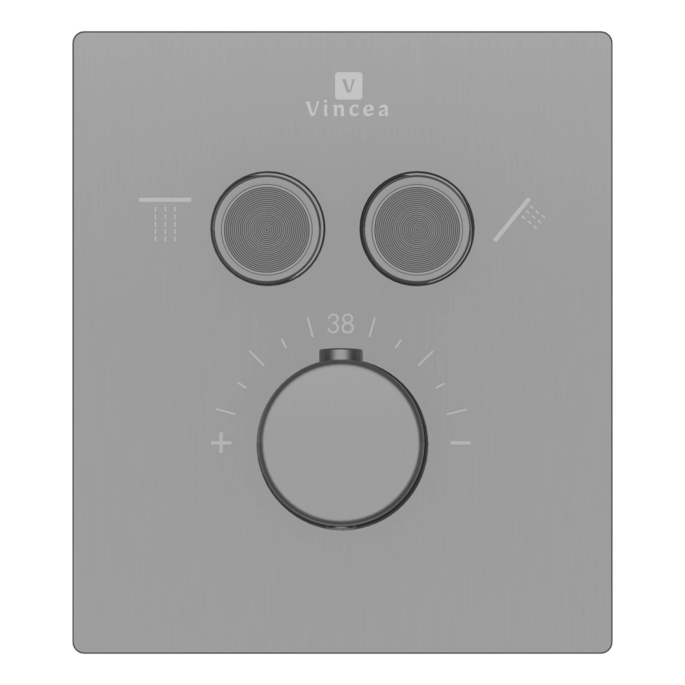 Встраиваемый смеситель для душа VSCV-321T-MGM двухфункциональный, термостатический, вороненая сталь