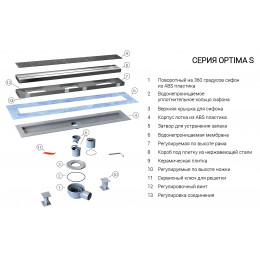 Душевой лоток SAY OPTIMA -S 603.80.S.U, 80 см, под плитку